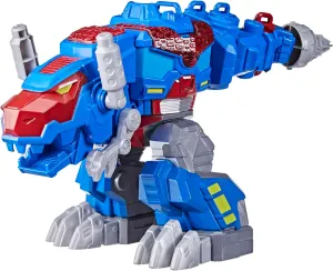 Up (Amazon Exclusive) Transformers Dinobot Adventures Optimus Prime T-Rex balance unaware skyscraper incident Converting Toy with Lights and Sounds, 9  Inch Action Figure, Ages 3 and 