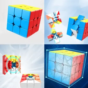 US 2-4 Pack 3x3 Speed Magic Cube Stickerless Smooth Puzzle Educational Kid Toys