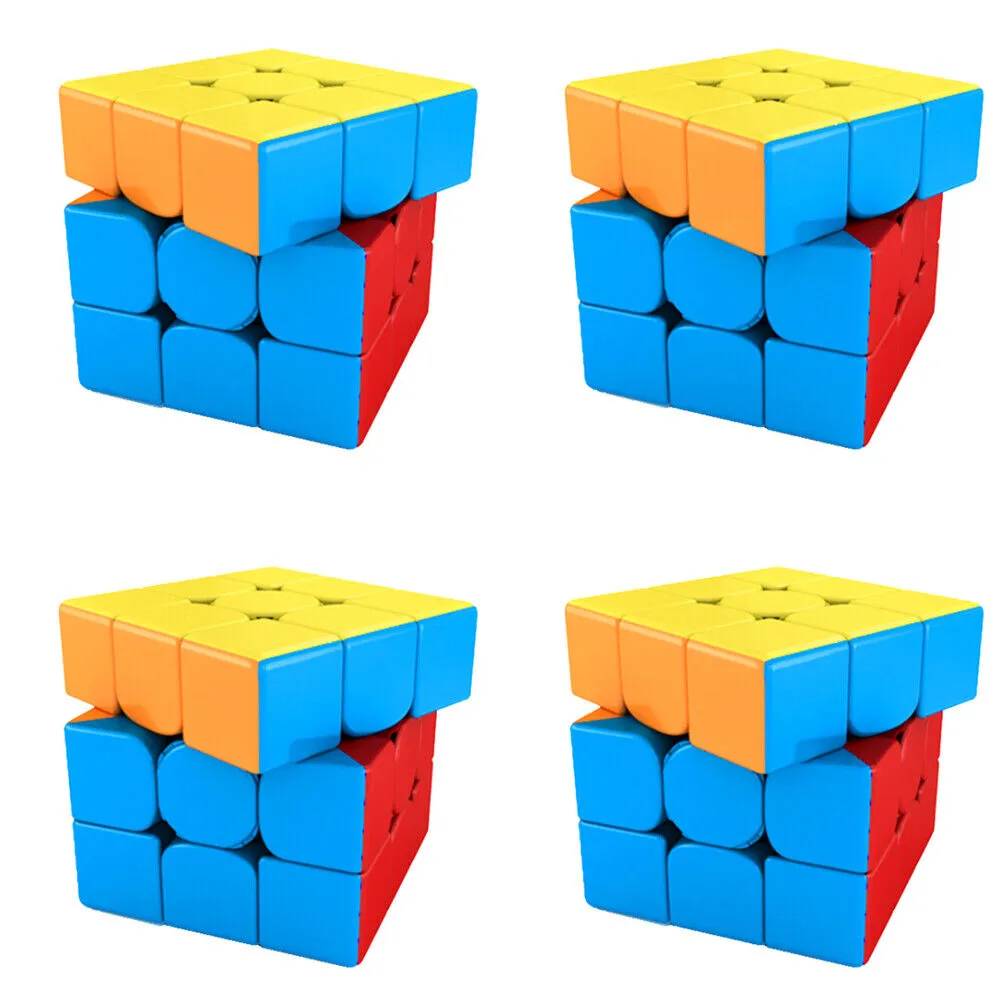 US 2-4 Pack 3x3 Speed Magic Cube Stickerless Smooth Puzzle Educational Kid Toys