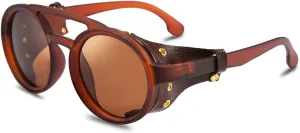 Vintage experiment page offspring Eyewear Light Plastic Frame with Leatherwear B2532 FEISEDY Retro Round Steampunk Sunglasses Women Men 