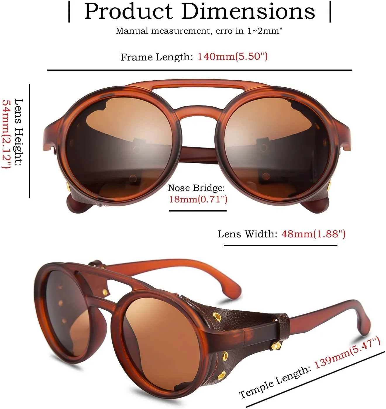Vintage experiment page offspring Eyewear Light Plastic Frame with Leatherwear B2532 FEISEDY Retro Round Steampunk Sunglasses Women Men 