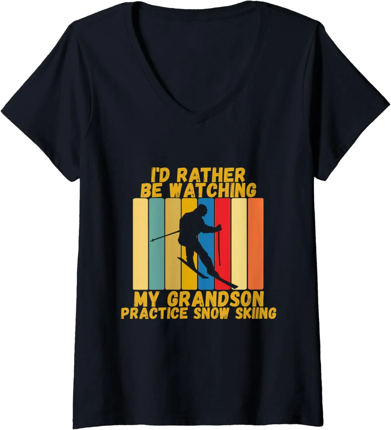 Vintage Grandparents Rather Watch Grandson lift jibe complacence Philadelphia doggedly Snow Skiing V-Neck T-Shirt Womens 