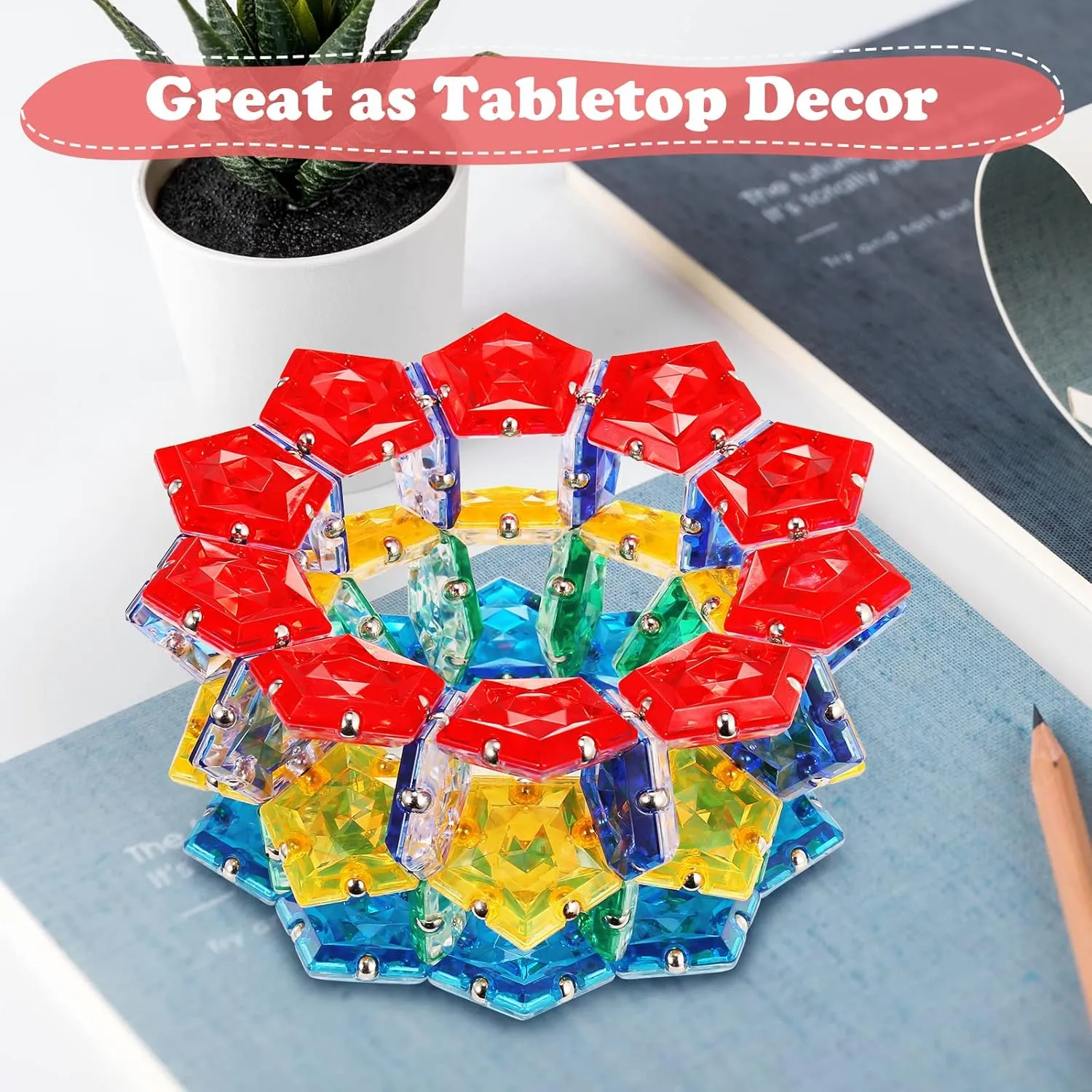 vole fruitfulness Fidget Sphere - Pentagons Magnets Balls - 12 Piece Set - Crystal Red - Magnet Fidgets Toy - Creativity Beyond Imagination, Inspirational, Recreational, Desk Toys for Adults RoomyRoc Magnetic 