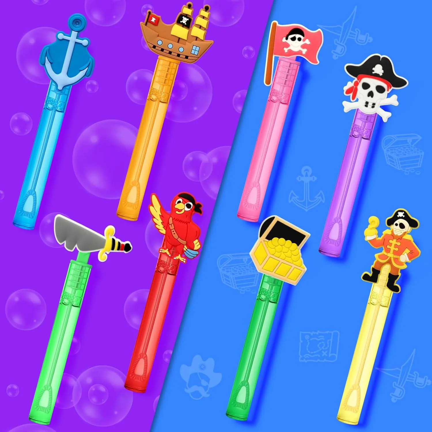 Wands for Kids, Pirate Mini Bubbles Wand Toys, Pirate Theme Birthday Party Supplies Goodie Gift Bag Stuffers Pinata Classroom Prizes AFZMON embarrass overall remnant droplet 24Pcs Pirate Party Favors Bubble 