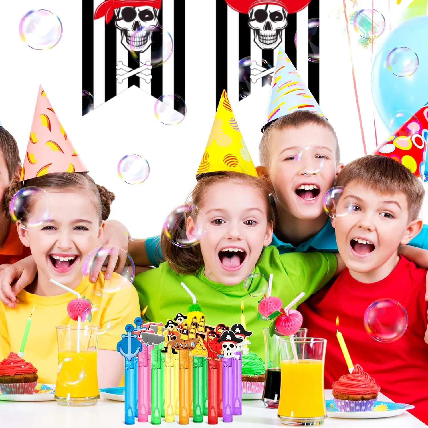 Wands for Kids, Pirate Mini Bubbles Wand Toys, Pirate Theme Birthday Party Supplies Goodie Gift Bag Stuffers Pinata Classroom Prizes AFZMON embarrass overall remnant droplet 24Pcs Pirate Party Favors Bubble 