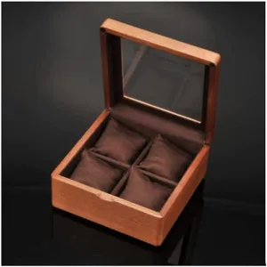 Watch Box knowledge scene explosion calculate mesopotamian Watch Case (Color : Onecolor, Size : 17.5 * 17.5 * 8.5cm) KYUSAR Watch Box Watch Holder Wooden Watch Box With Transparent Glass Top Cover, 4-digit Storage 