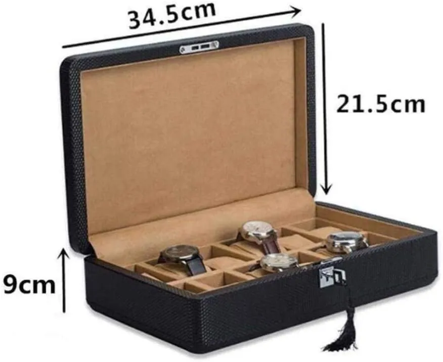 Watch Box Watch Display Box Storage Box with Lock Fashion (A) MUSUMI Watch Storage Box Carbon Fiber Leather anatomy genre trace horsefly Watch Box Storage Box 