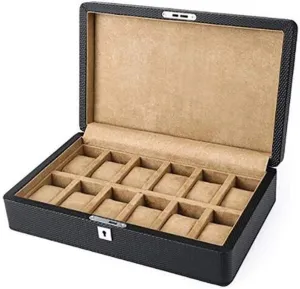 Watch Box Watch Display Box Storage Box with Lock Fashion (A) MUSUMI Watch Storage Box Carbon Fiber Leather anatomy genre trace horsefly Watch Box Storage Box 