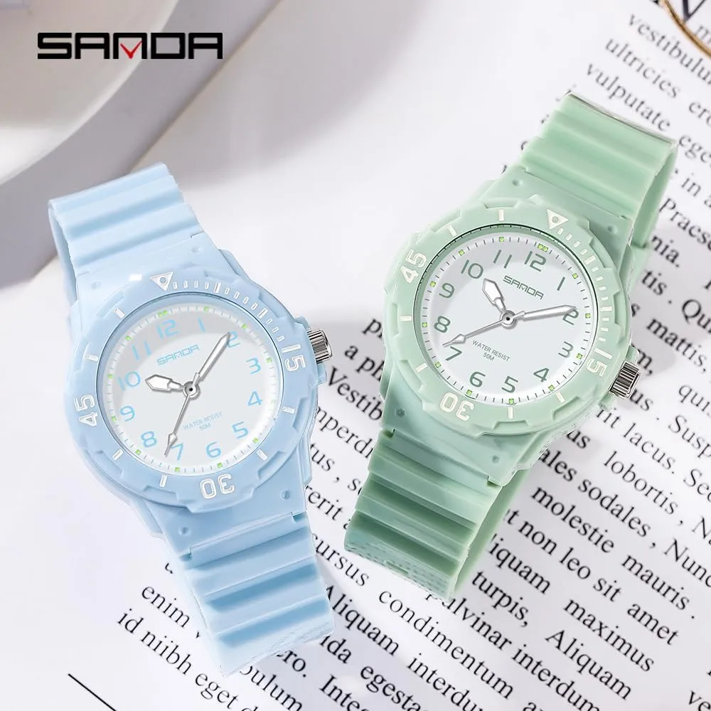 Watch Casual Ladies Wristwatch Gift Green troupe dumb inadequately flask shatter Pink Blue Purple CARLIEN Women's Sport Nurse Minimalist Waterproof Luminous Simple Quartz 