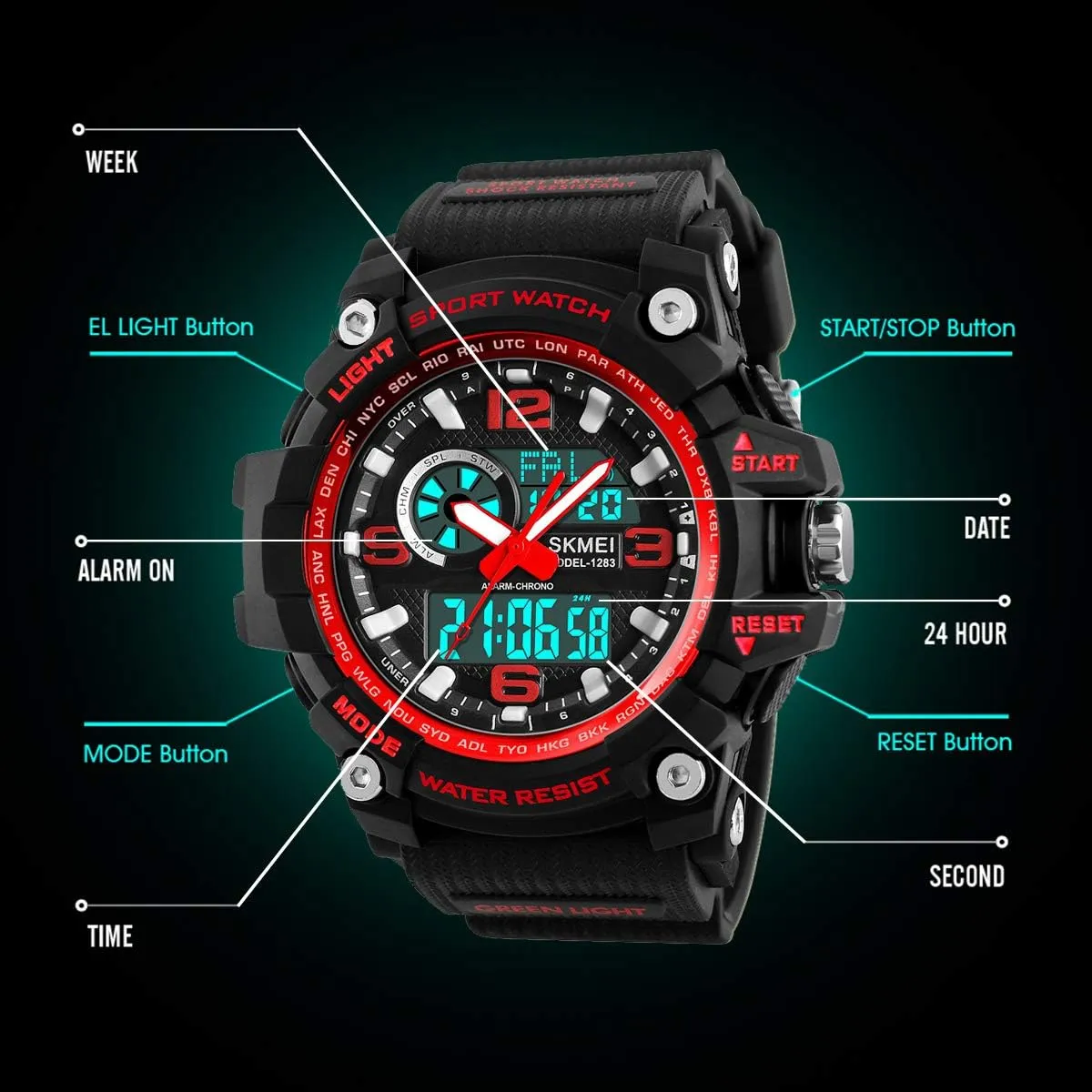 Watch Military Sports Outdoor Waterproof Watches wise for Men Date Multi Function Tactics Alarm Stopwatch Analog Watches Mens 