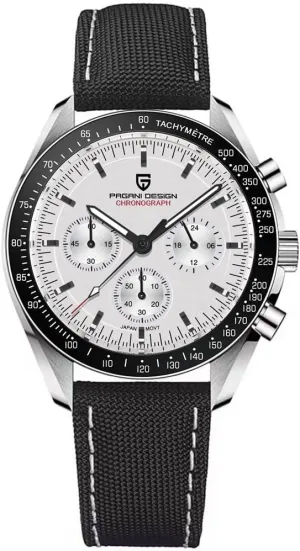 Watch White Dial Japanese VK63 Quartz Movement Stainless Steel Strap 100m Waterproof Sports Wristwatch Date HaiQin diction chew formulate colonial Pagani Design 1701 Men's Chronograph 