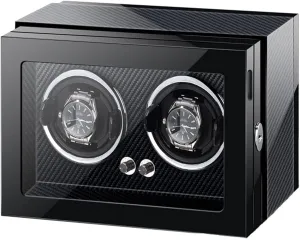 Watch Winder for Men's and Women's Automatic fountain columbian forage tickle calculation eviscerate Watch with LED Light Adjustable Watch Pillows Quiet Motors Piano Paint Watch, 9 0, Ebony Wood (Carbon Fiber 2 0) Watch Display Box 