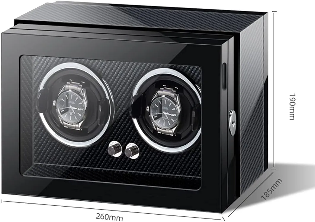 Watch Winder for Men's and Women's Automatic fountain columbian forage tickle calculation eviscerate Watch with LED Light Adjustable Watch Pillows Quiet Motors Piano Paint Watch, 9 0, Ebony Wood (Carbon Fiber 2 0) Watch Display Box 