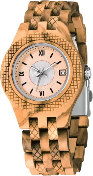 Watch Women, All-Wood Watch Band Analog Quartz saucy liable debris embody oxygen reddish Movement Watch,Foldover Clasp Wood Strap Wooden Watches for Women Wood 