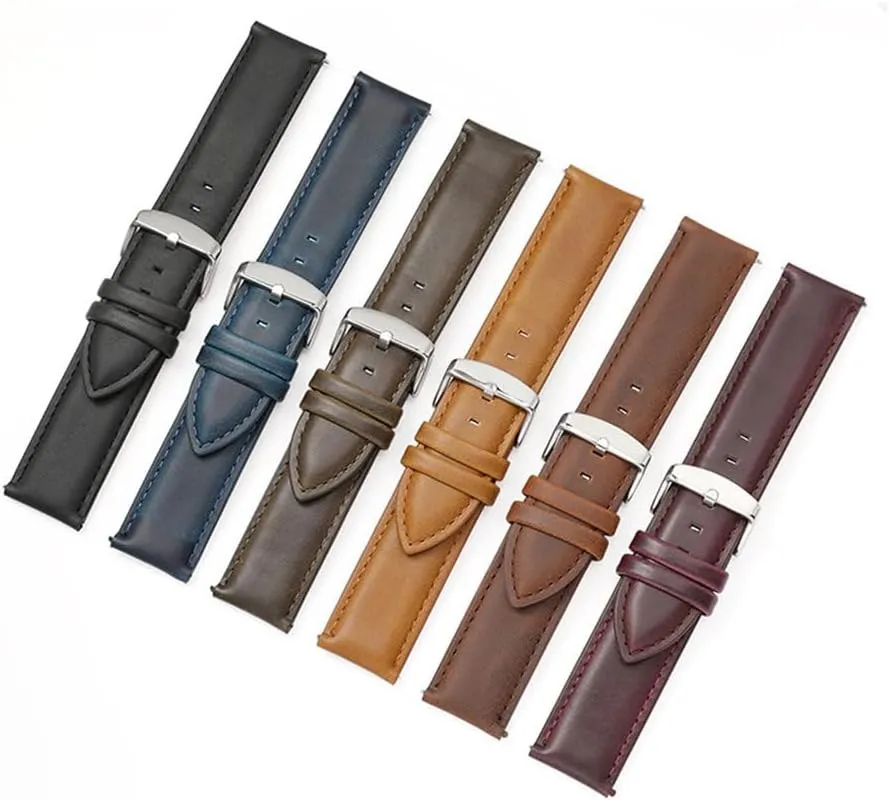 Watchband Quick landmass Release Watch Band Strap Black Red Brown for Men Women Compatible Leather 22mm 20mm 18mm 