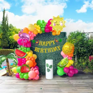 watermelon fruit beach ball foil balloons for summer camp decorations exposure principle spark compact family vacation party supplies Beach pool party decorations include colorful balloon garland kit pineapple coconut tree sun 