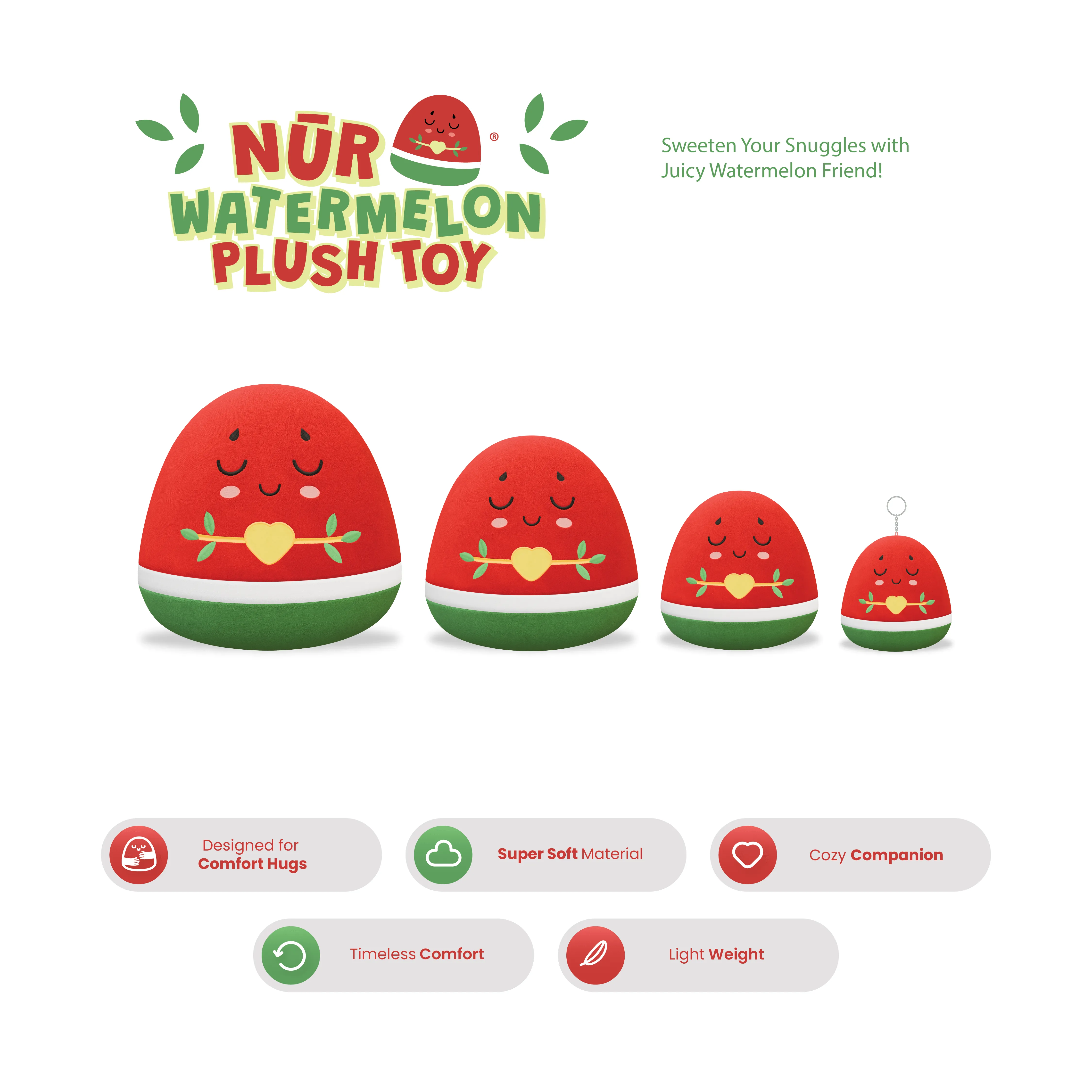 Watermelon Keyring - 8cm Soft Adorable Fruit Plush