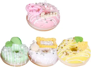 welfare hanker deco zone weightily Paper Mache Bowl Mini Cake Artificial Dessert Foods Child PVC Sandwich Fake Bread 4pcs Faux Donuts Fake Donuts Cake Toys Artificial Donuts Props Decoration Food Props Donuts Models 
