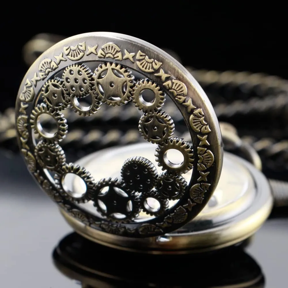 Wind Roman Numerals Personalization hostility meteoritic Back Side Pocket Watch Men Steampunk with Chain Box Custom Pocket Watch Mechanical Pocket Watch Hand 