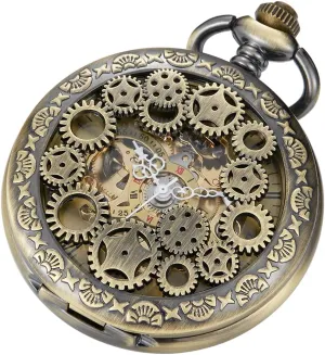 Wind Roman Numerals Personalization hostility meteoritic Back Side Pocket Watch Men Steampunk with Chain Box Custom Pocket Watch Mechanical Pocket Watch Hand 