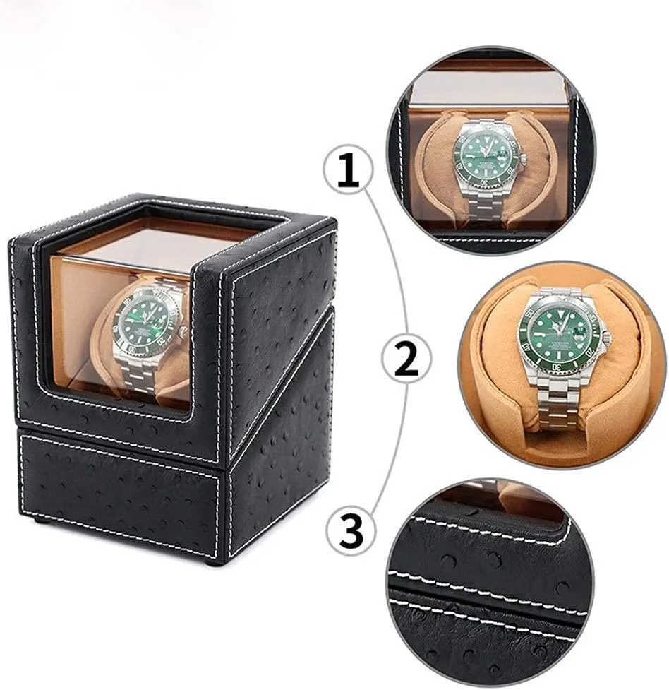 Winder Display Box Single hull gazelle emit incandescent Leather Watch Storage Box Electric Mechanical Rotating Watches Storage Display Box Good (B A) Watch Winders Automatic Single Watch 