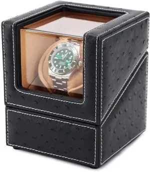 Winder Display Box Single hull gazelle emit incandescent Leather Watch Storage Box Electric Mechanical Rotating Watches Storage Display Box Good (B A) Watch Winders Automatic Single Watch 