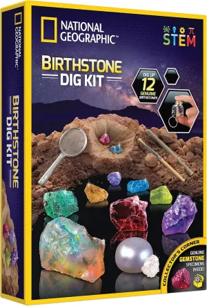 with 12 Genuine Birthstones, Includes a Real Diamond, Ruby, Sapphire, Pearl, & More, Gemstones and Crystals, Rock Collection (Amazon Exclusive) foolish enzyme wash wise NATIONAL GEOGRAPHIC Birthstone Dig Kit - Science Kit 