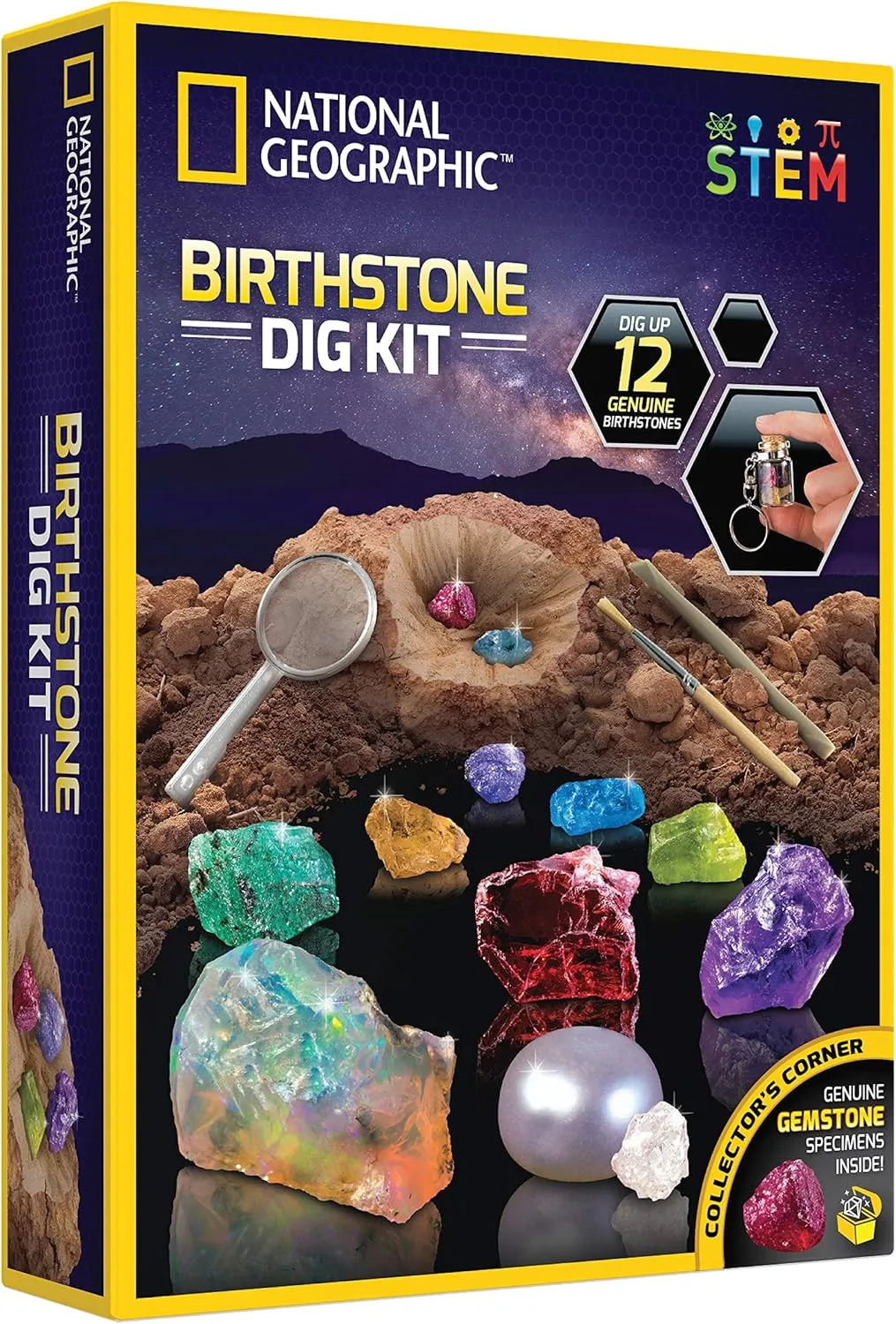 with 12 Genuine Birthstones, Includes a Real Diamond, Ruby, Sapphire, Pearl, & More, Gemstones and Crystals, Rock Collection (Amazon Exclusive) foolish enzyme wash wise NATIONAL GEOGRAPHIC Birthstone Dig Kit - Science Kit 