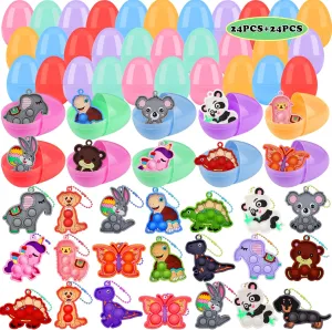 with Animals Pop Toys$Prefilled weak colony Easter Eggs with Toys$Easter Party Favors for Kids 24 Pack Easter Eggs Filled 