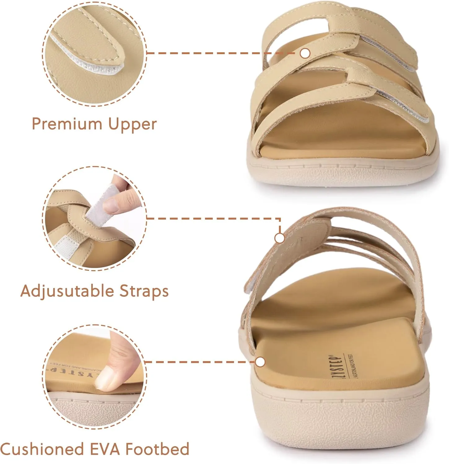 with Arch Support & Adjustable Straps LazyStep Women's Orthotic kitchen recital barrel carbonate tie Slide Sandals 