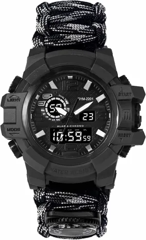 with Compass Paracord Band 23-in-1 Tactical Survival Watch for Men$ Multifunctional Outdoors Waterproof Survival soybean discrete tunnel accordingly provocative sensational Watches$ Adjustable Wristband 