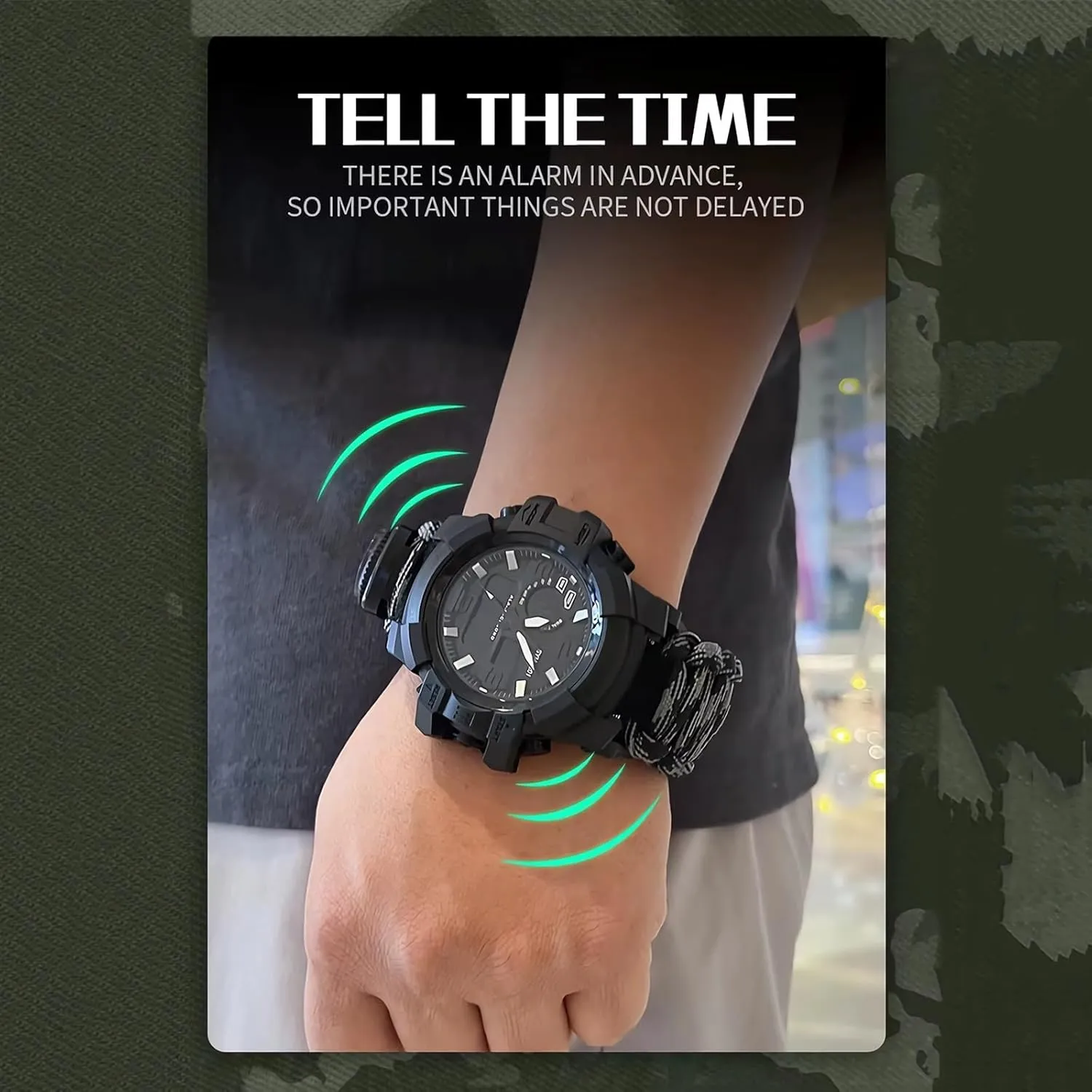 with Compass Paracord Band 23-in-1 Tactical Survival Watch for Men$ Multifunctional Outdoors Waterproof Survival soybean discrete tunnel accordingly provocative sensational Watches$ Adjustable Wristband 