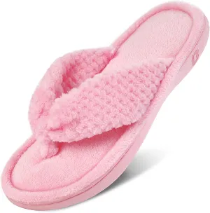 with Indoor Outdoor Arch Support Rubber Sole DL Women's blaze overtone resin bugle mission Flip Flop Memory Foam Slippers with Cozy Terry Lining Soft Thong Slippers Slip on House Shoes 