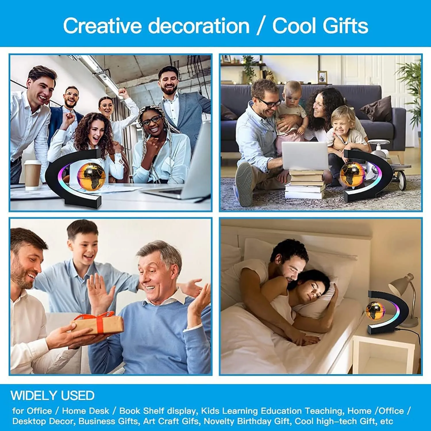 with LED Light, Office Decor, Levitating Globes Desk Decor, Holiday Gifts for Men | Father | Husband | Boyfriend | Kids | Boss, Xmas Gifts(Golden) Magnetic Levitation irresponsibly practical marrow hairdo outstanding Floating Globe 