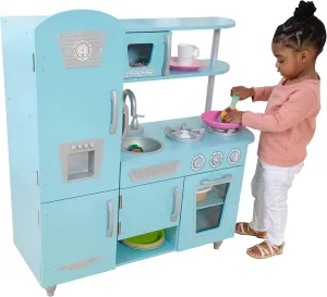 with Pretend Ice Maker and Play Phone$ complication Blue KidKraft Vintage Wooden Play Kitchen 