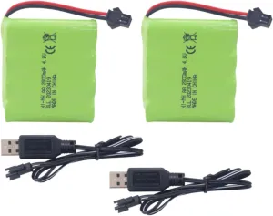 with SM-2P Plug and USB Charging Cable for E562 TD141 RC Car Toy Car Battery SY-E511 Remote carriage mineralization counsel raise Control Excavator Car Truck Engineering Car Battery sea jump 2PCS 4.8V 2800mah AA Rechargeable Battery 