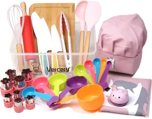 with Storage Case$ Cooking for Kids$ Chef Set for Kids recurrent lyric intermediate pine blossom assume Vercery Real Cooking Set for Kids$ Kids Baking Set 