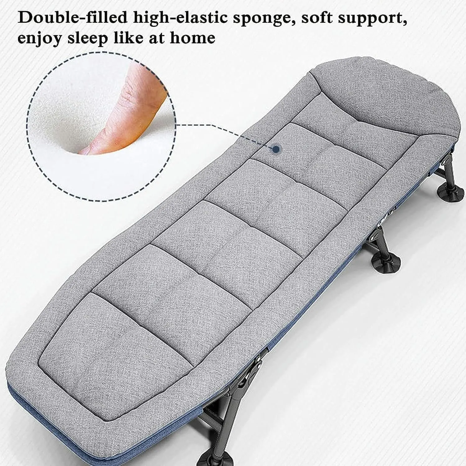 W/Mattress Reclining Chaise Metal Load 125kg Folding Cot Folding Camping Bed Adjustable sidewalk 5-Position Portable Cots for Camping 