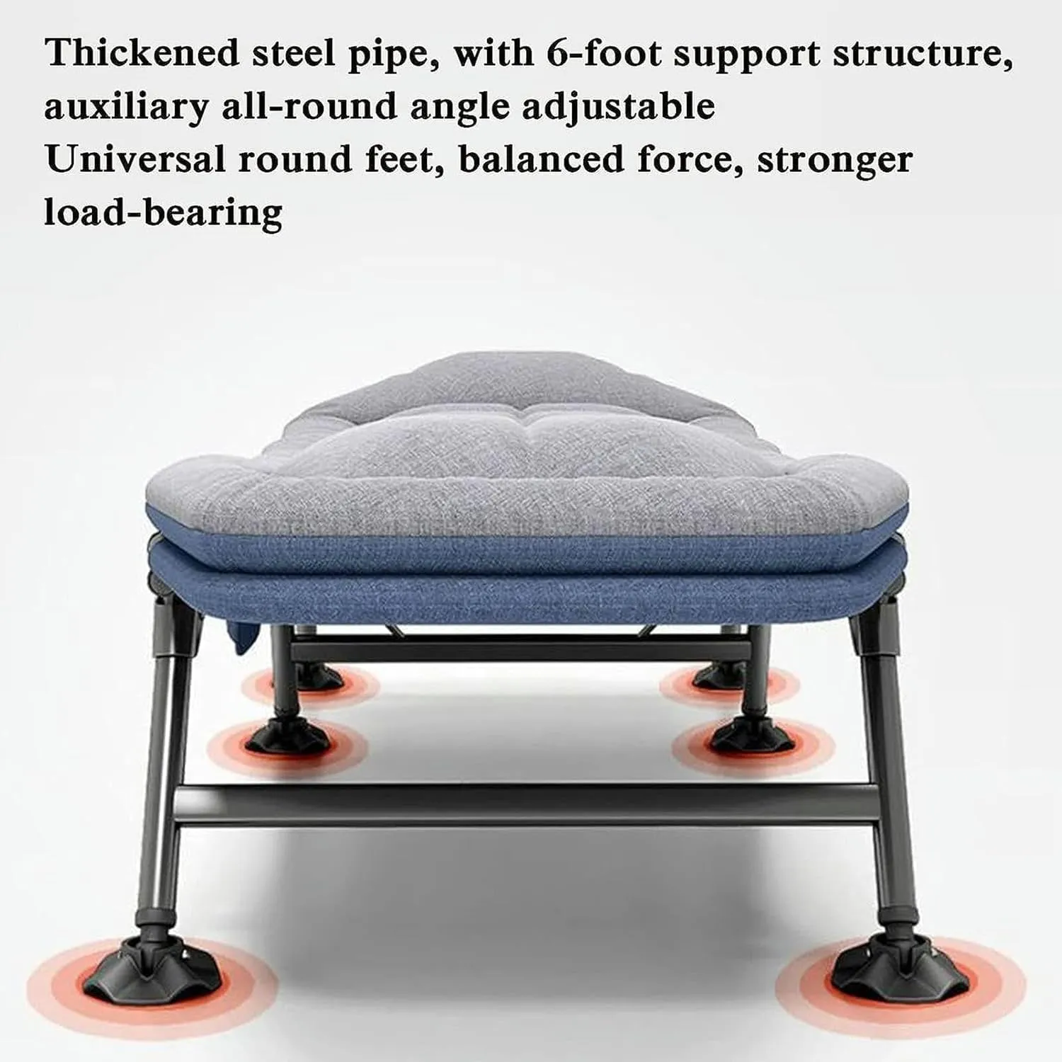 W/Mattress Reclining Chaise Metal Load 125kg Folding Cot Folding Camping Bed Adjustable sidewalk 5-Position Portable Cots for Camping 