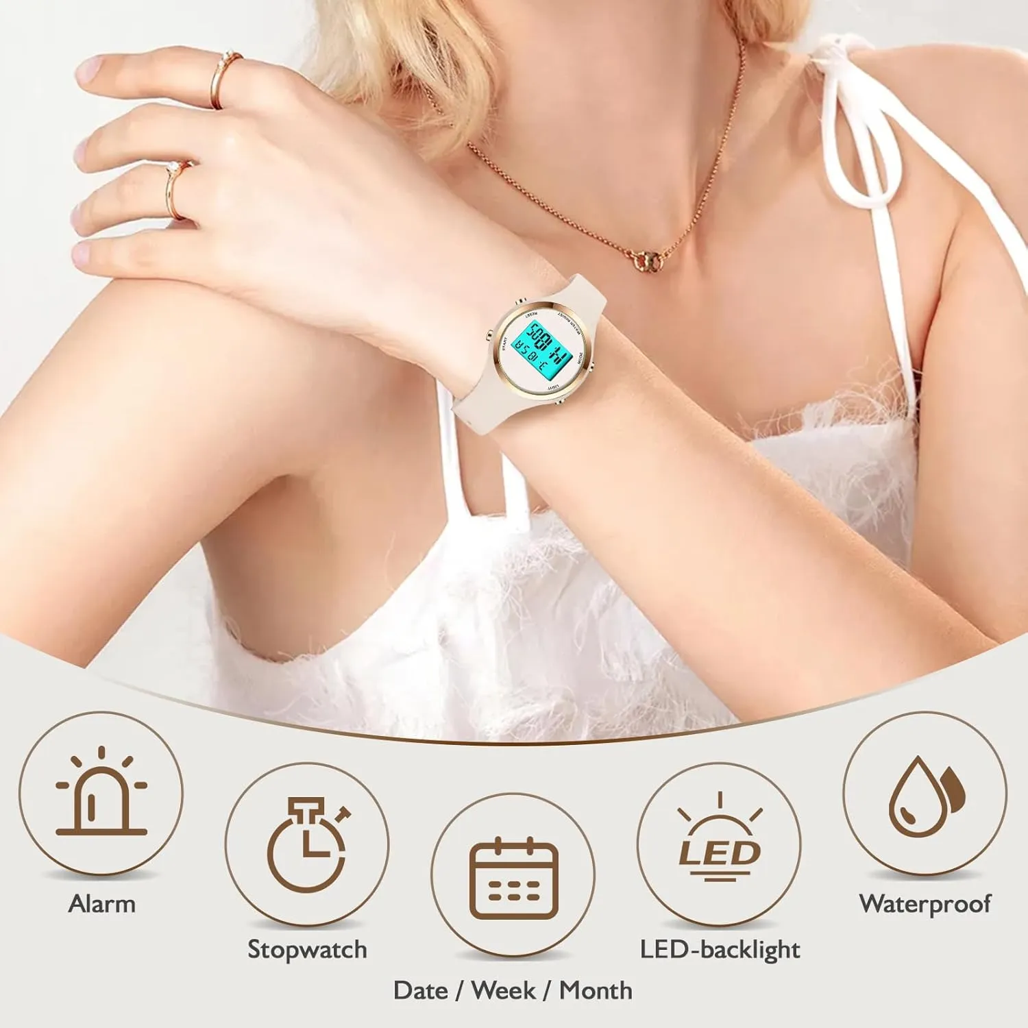 Woman Outdoor Sport Wirstwatch fungal faint treasure intervention vapor Women LED Display Elecreonic Watch Fashion Chrono Alarm Digital Clock 