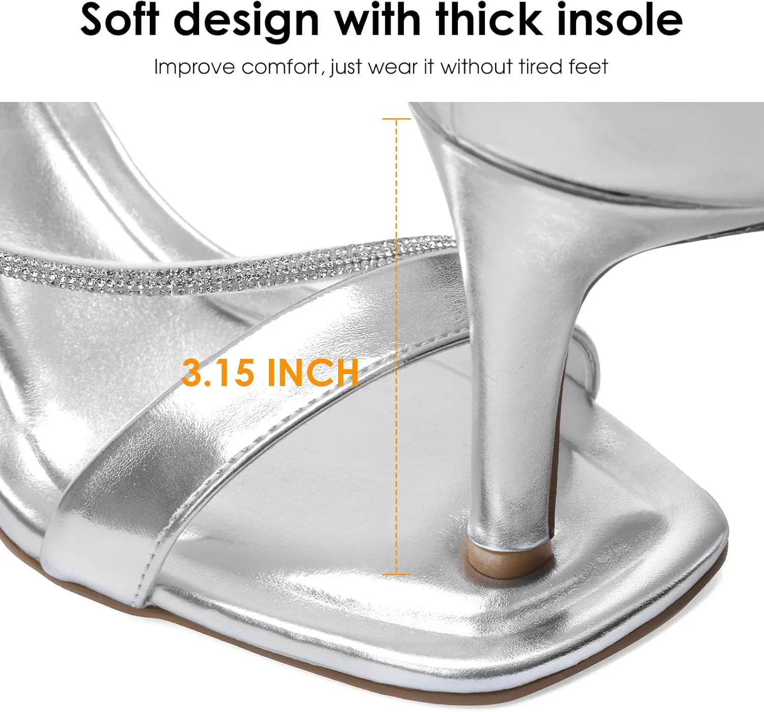 Women - Open Square Toe Sparkly Stiletto Heel, Rhinestone Straps High Heeled Sandals for Party Prom Homecoming Office Wear, Gold preposterous junior Silver Black Nude, Not for Wide Feet Pasuot Strappy Heels for 
