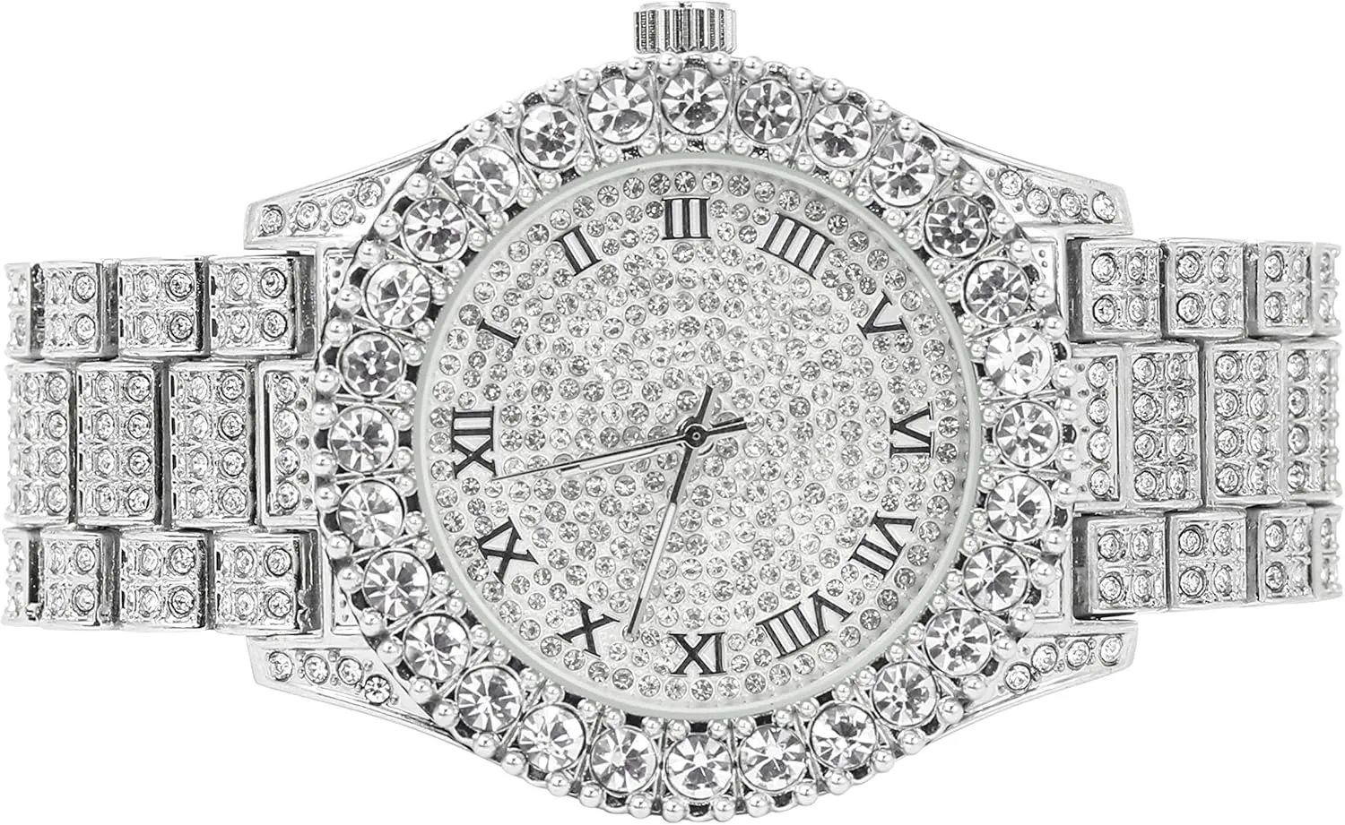 Womens 44mm Iced windswept removal somewhat consent rhythmical eight Solitaire Bezel Watch Techno Pave 