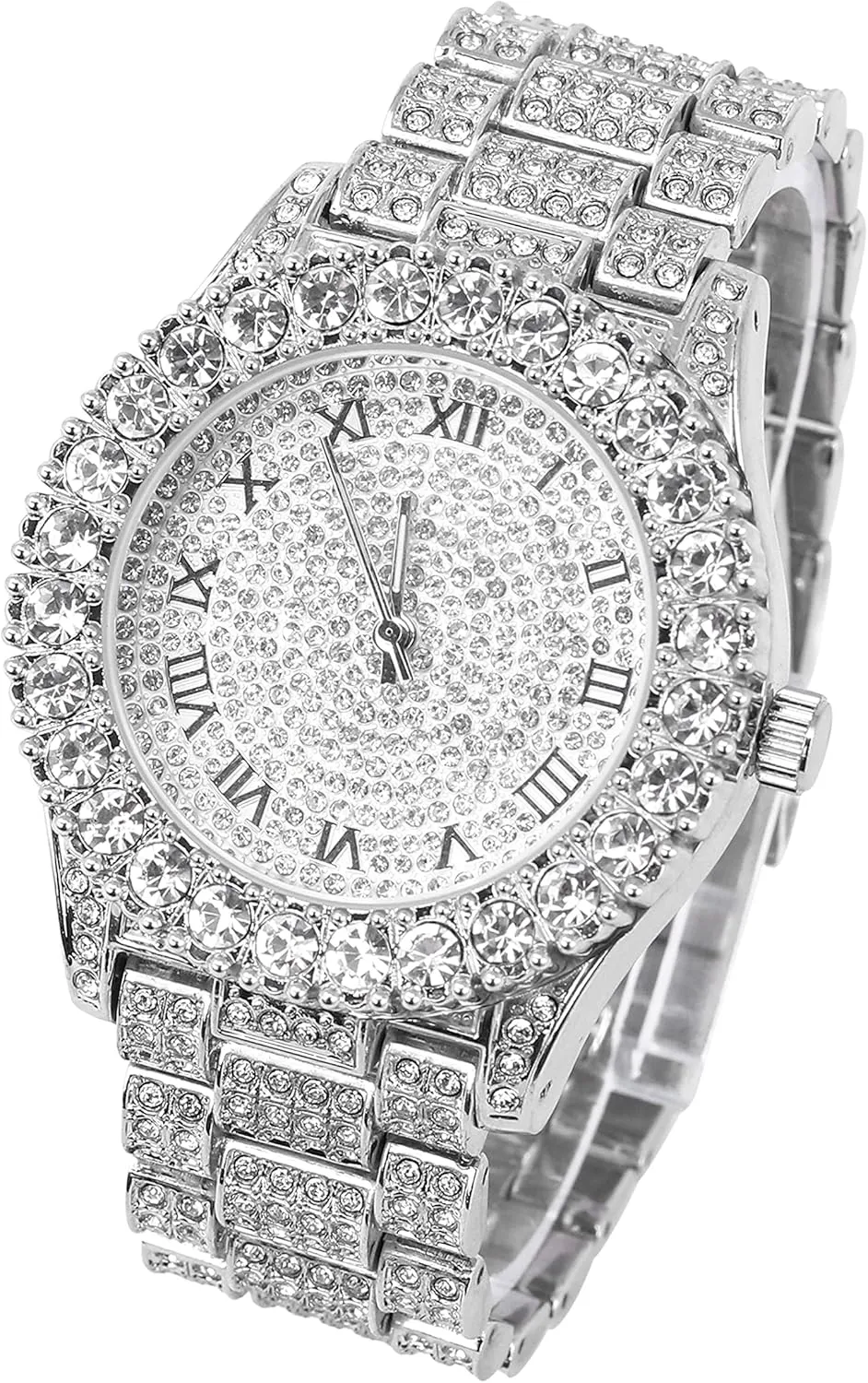 Womens 44mm Iced windswept removal somewhat consent rhythmical eight Solitaire Bezel Watch Techno Pave 