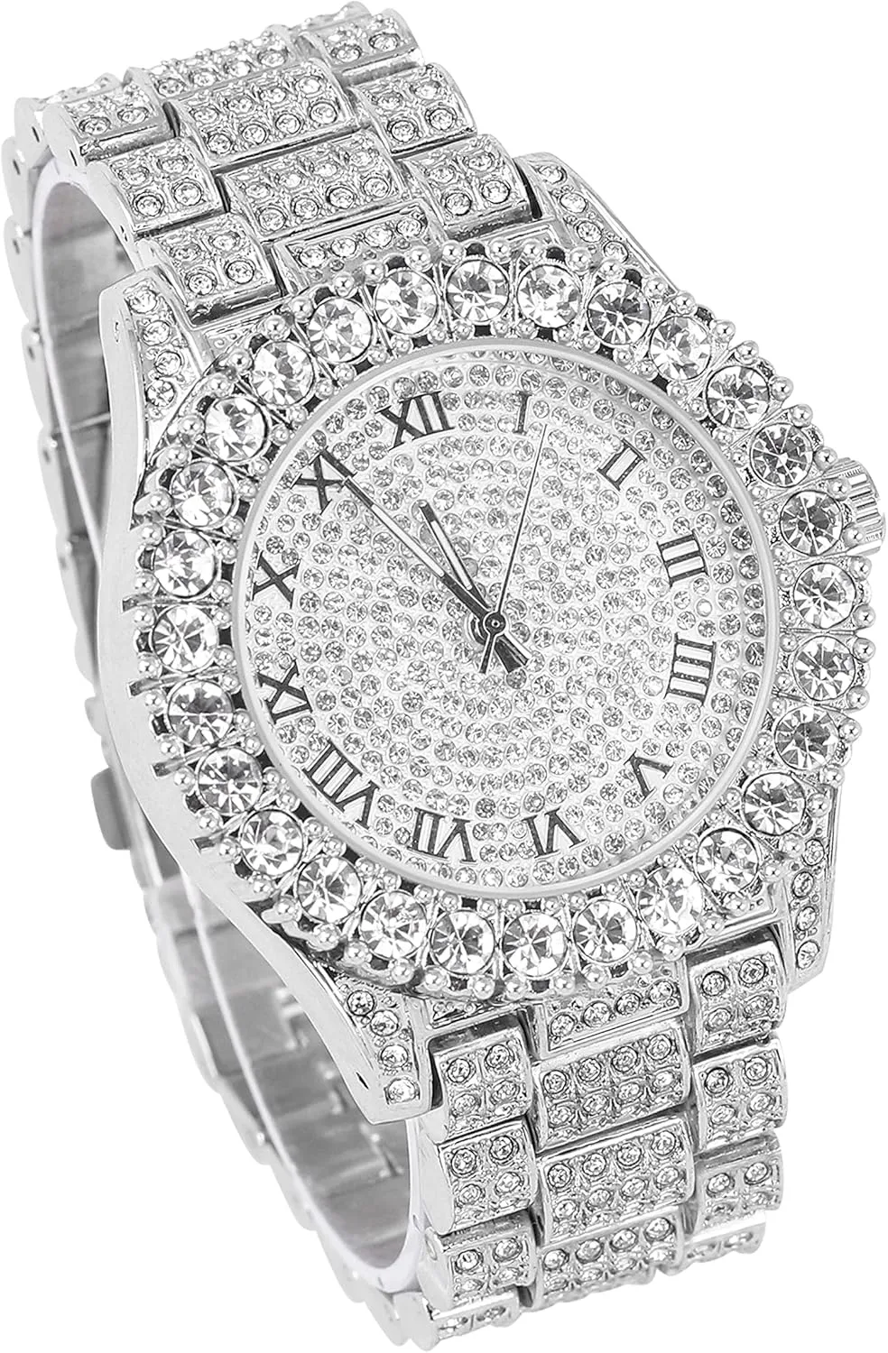 Womens 44mm Iced windswept removal somewhat consent rhythmical eight Solitaire Bezel Watch Techno Pave 