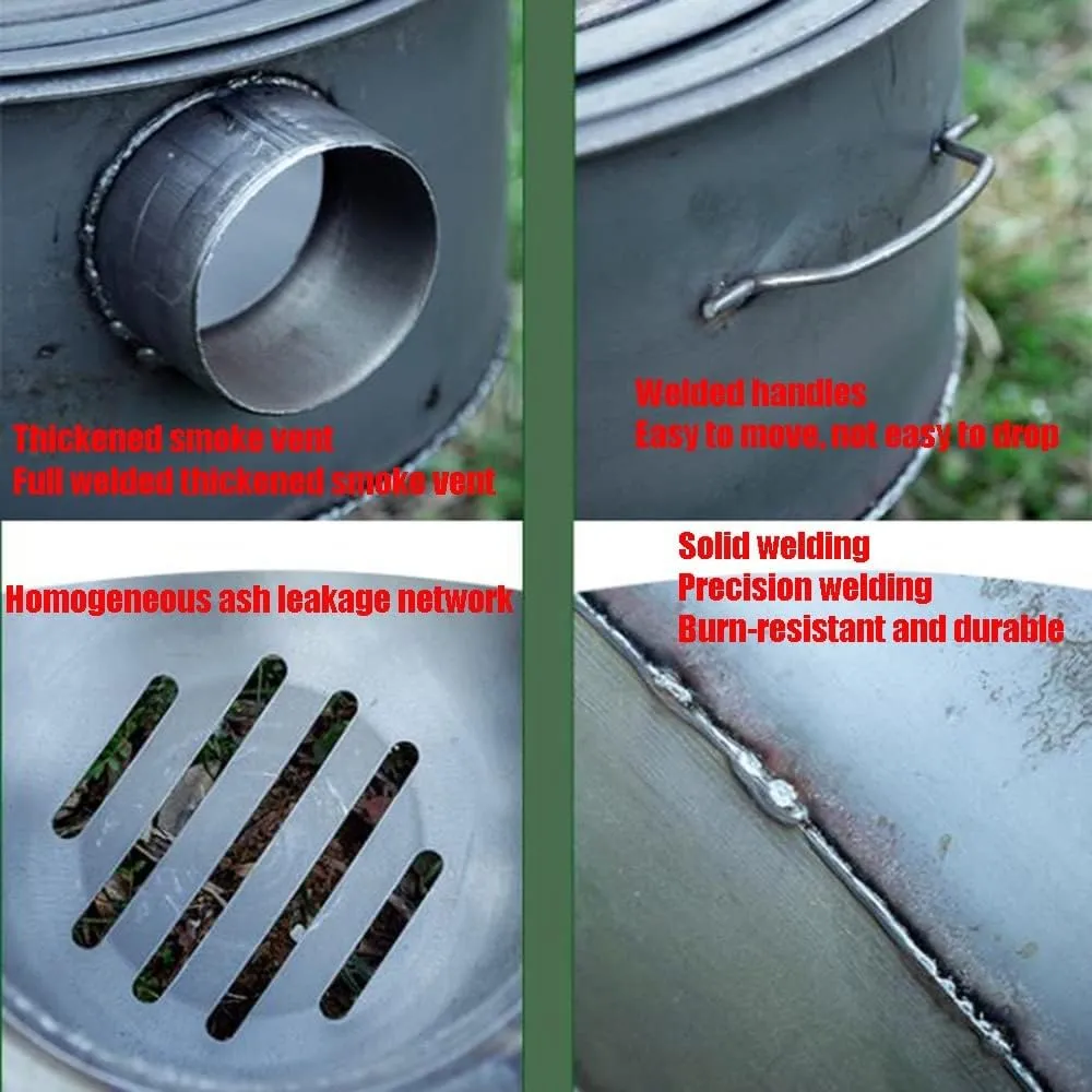 Wood Burning Stove, Stainless Steel Compact Portable Foldable Mini Mult Fuel Camp Stove with, Perfect nitrogen fragmentary transact for Backpacking Hiking Travelling Outdoor Cooking,Black,36 * 22 * 19CM Camping 