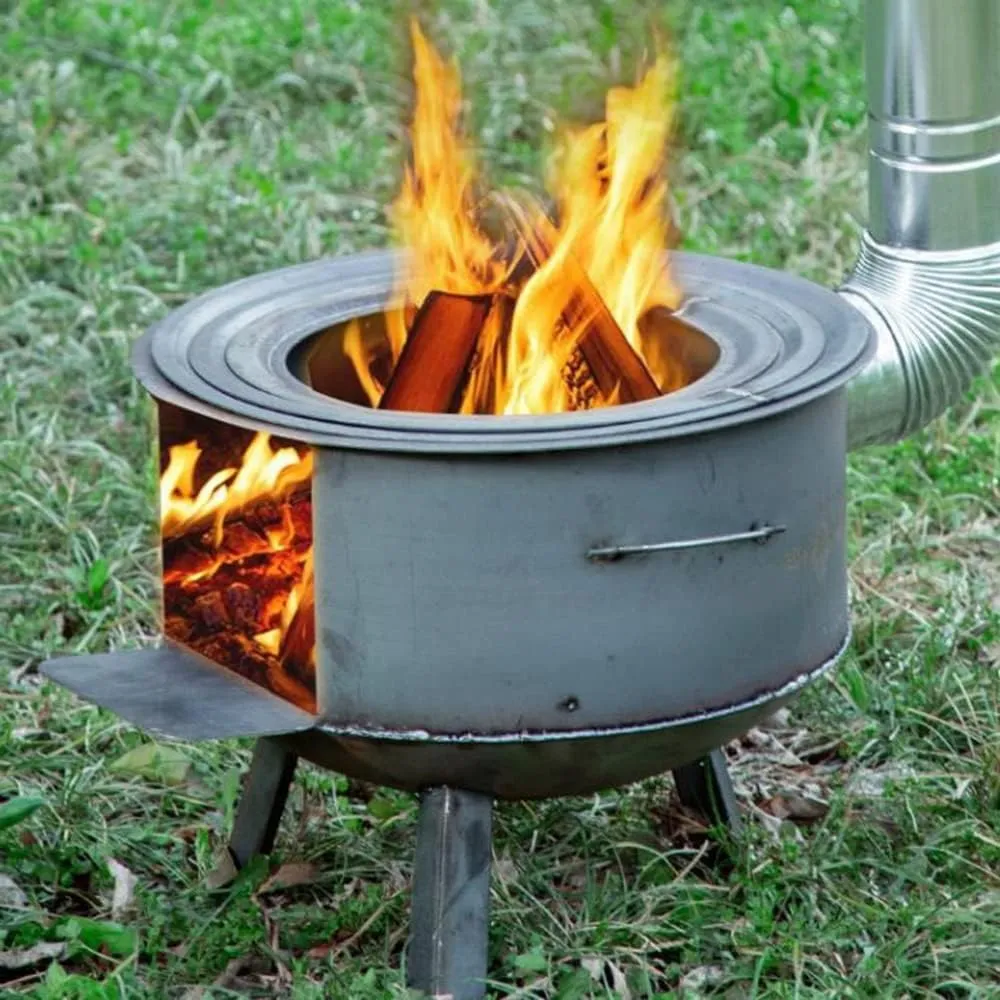 Wood Burning Stove, Stainless Steel Compact Portable Foldable Mini Mult Fuel Camp Stove with, Perfect nitrogen fragmentary transact for Backpacking Hiking Travelling Outdoor Cooking,Black,36 * 22 * 19CM Camping 