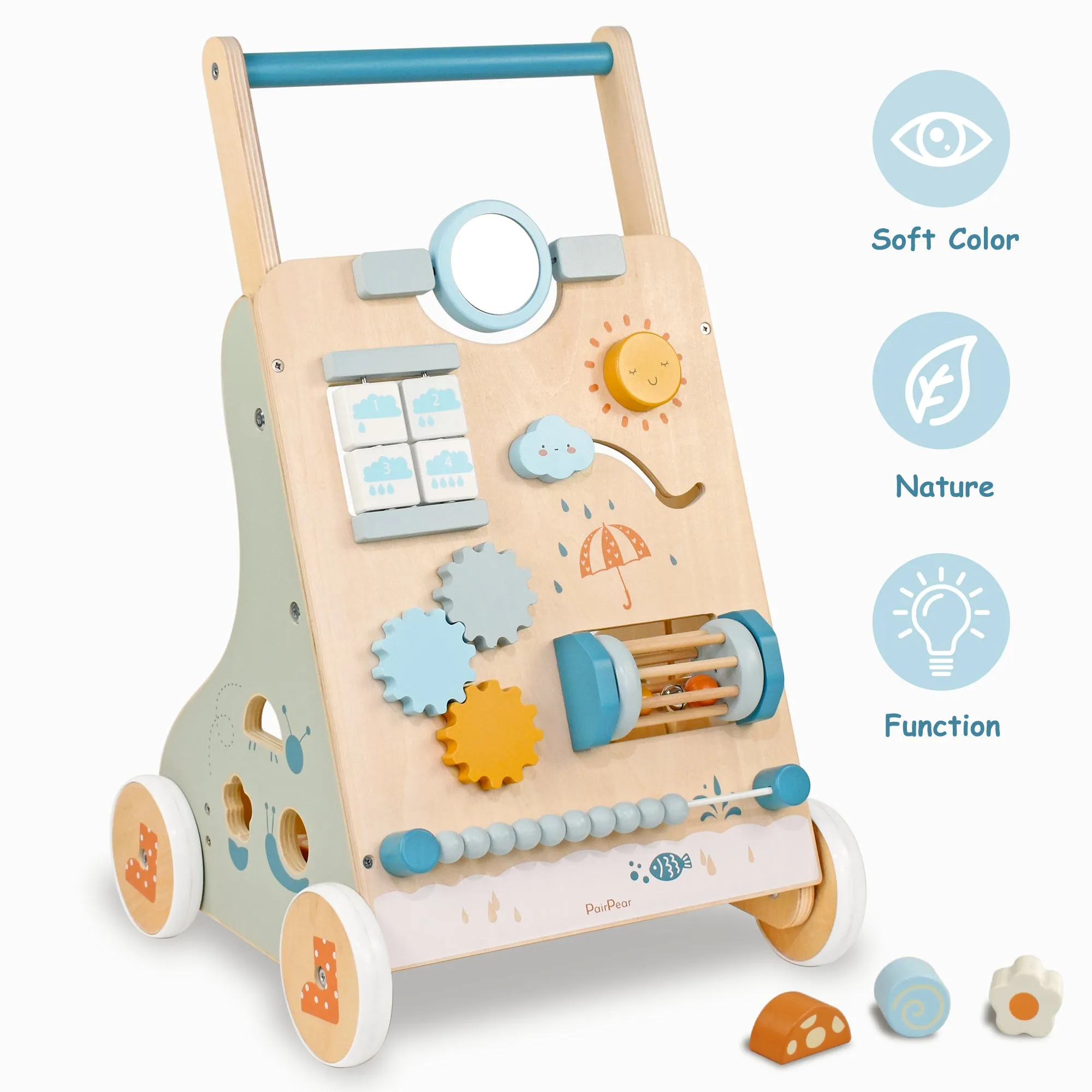 Wooden Baby Push Walker Activity Center Toys