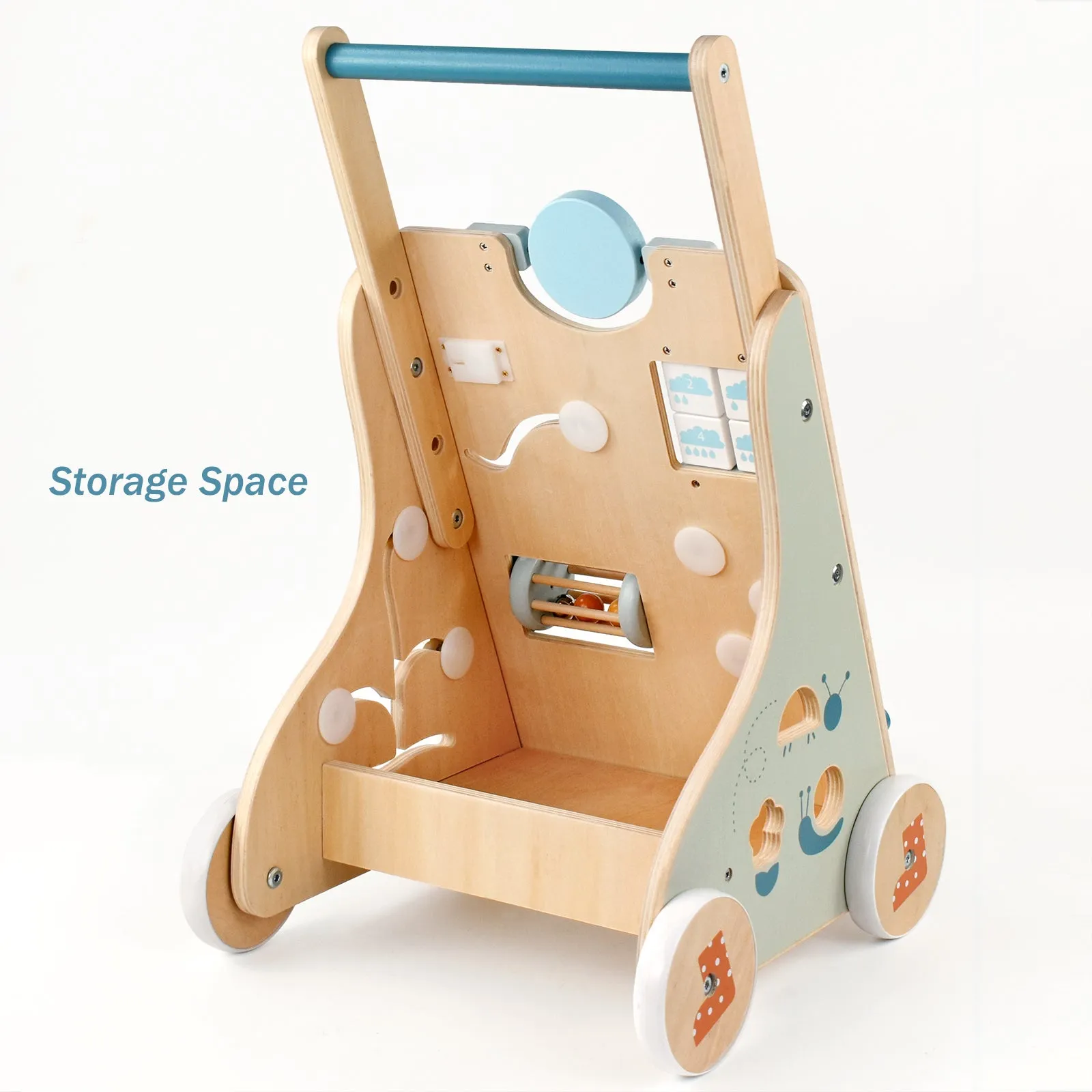 Wooden Baby Push Walker Activity Center Toys