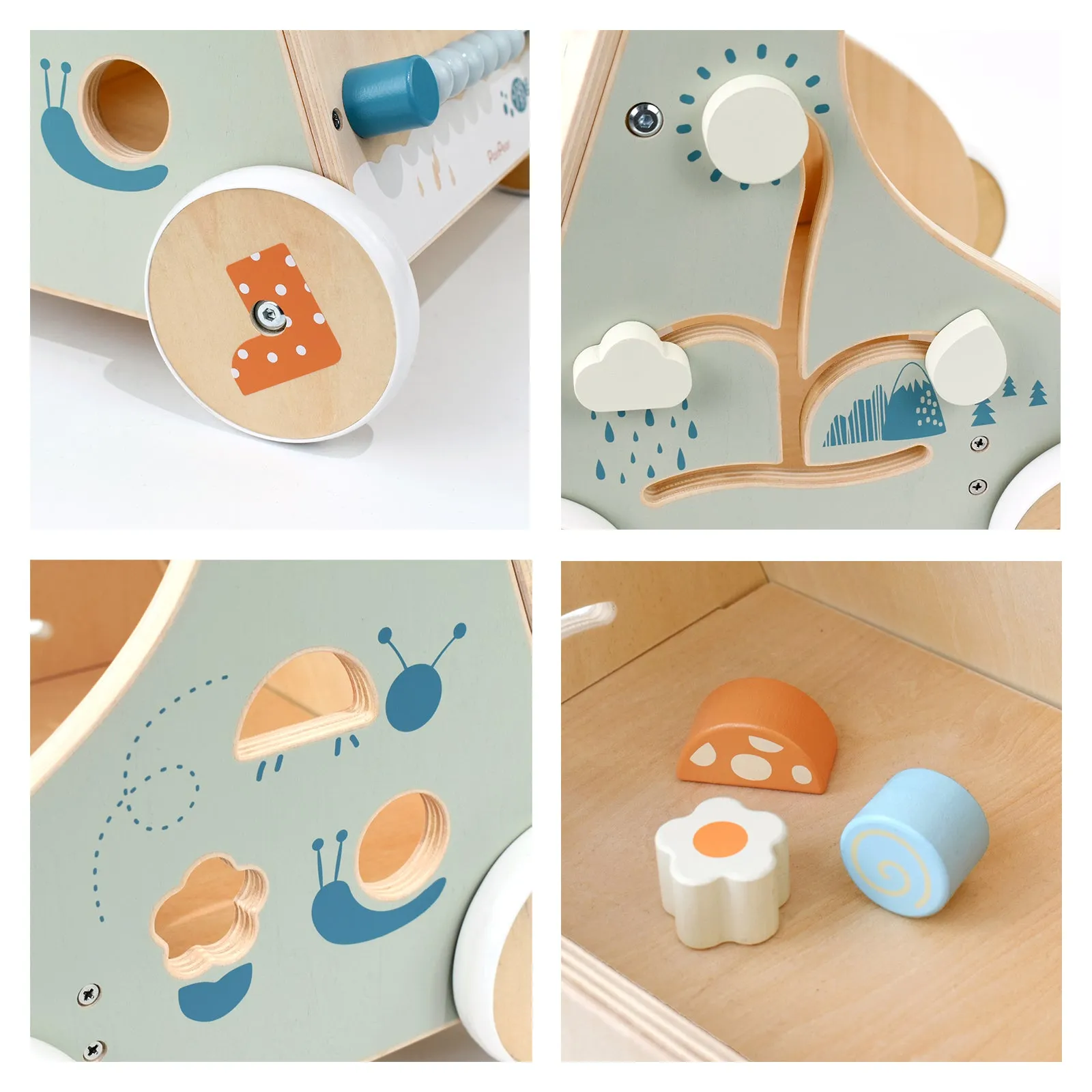 Wooden Baby Push Walker Activity Center Toys