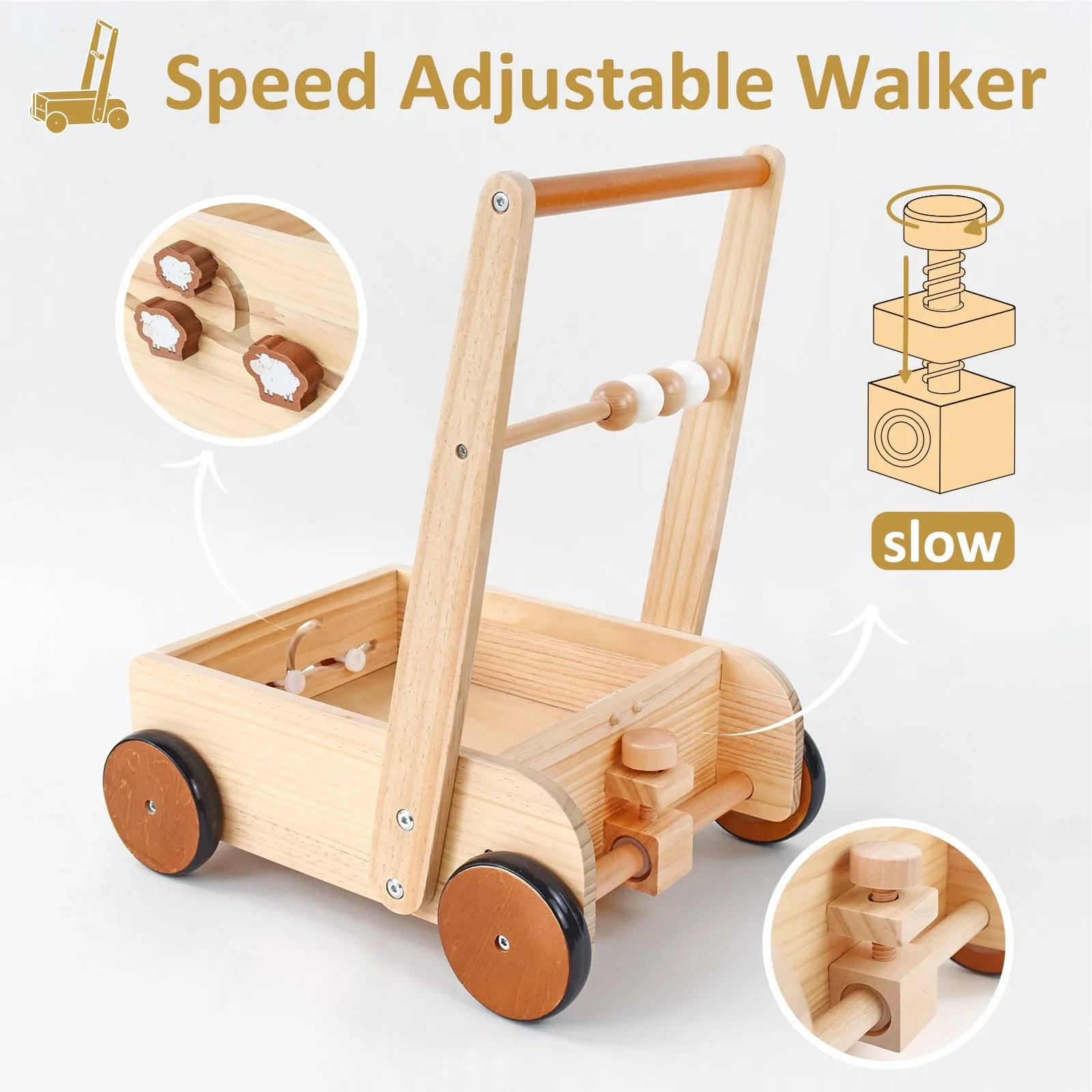 Wooden Baby Walker Push Toys